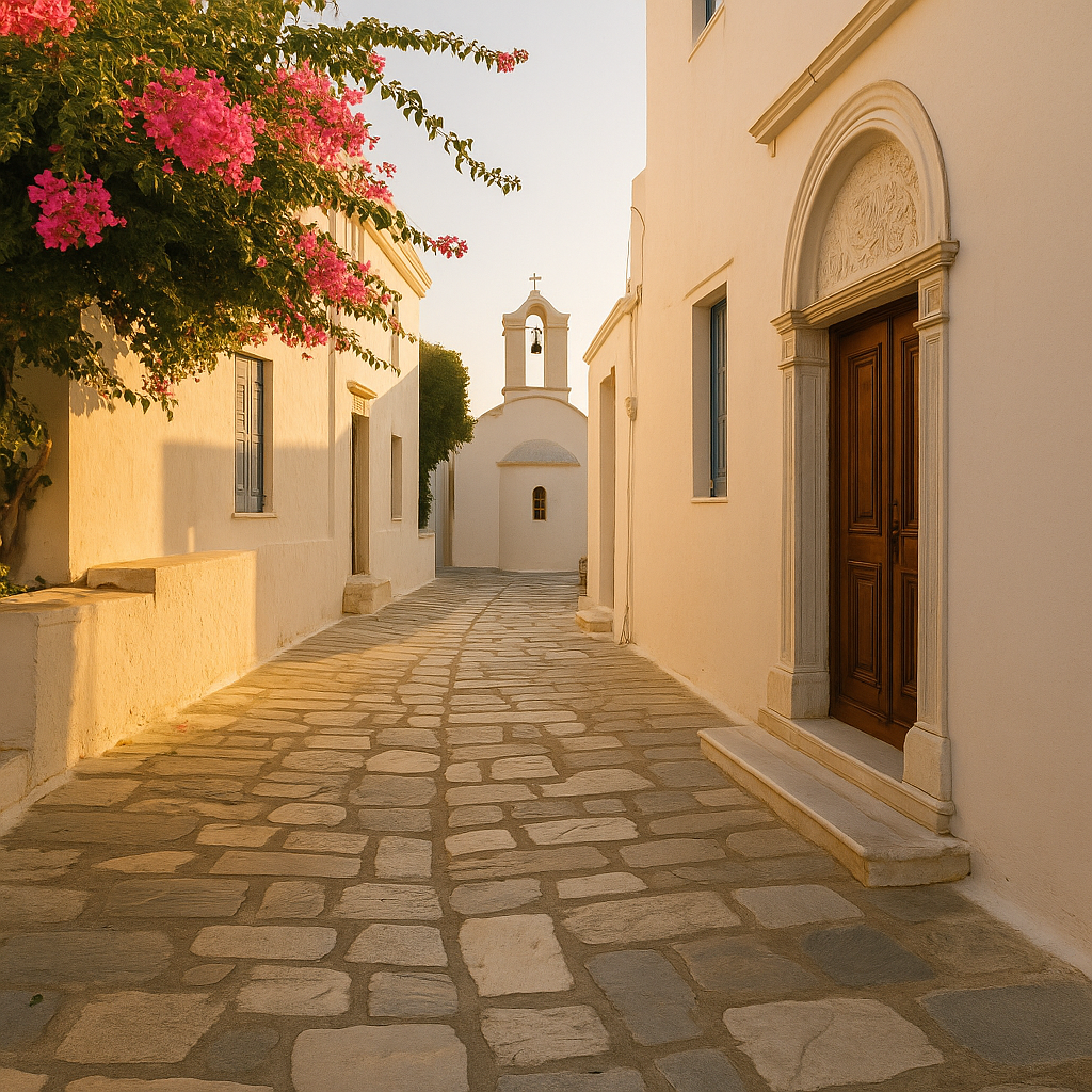 Flâner dans les ruelles d’Andros Chora au petit matin