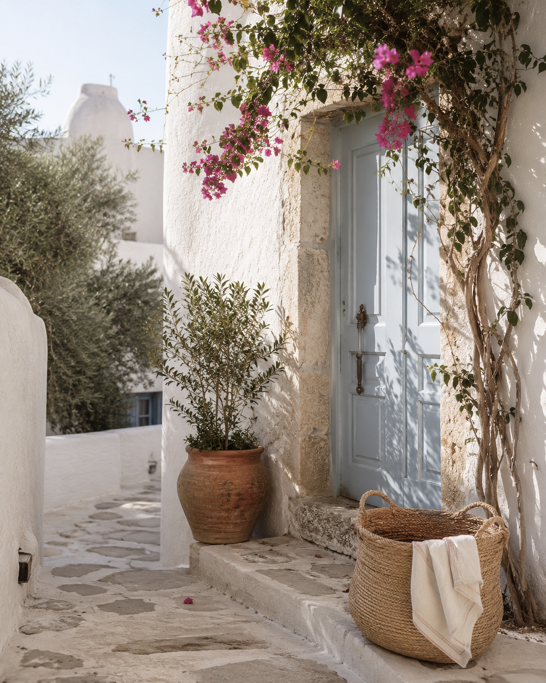 Ruelle fleurie d'un village des Cyclades